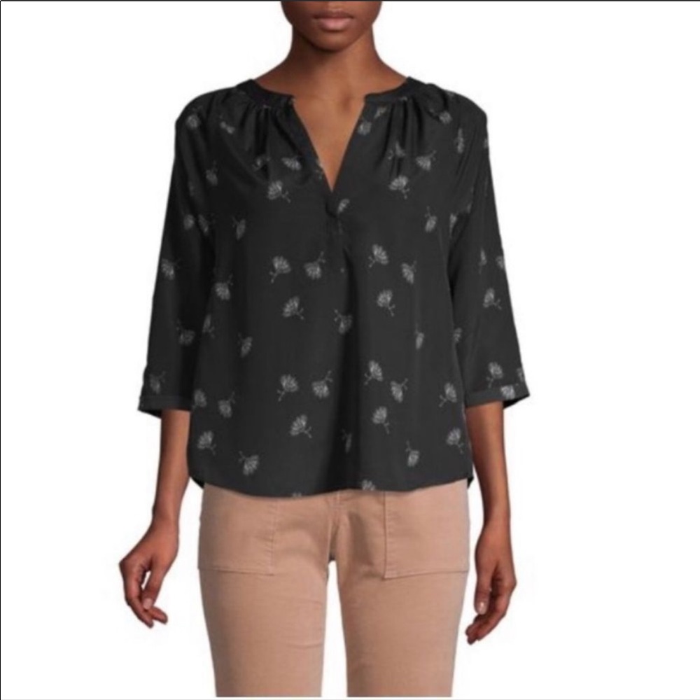 Joie black split neck blouse. S